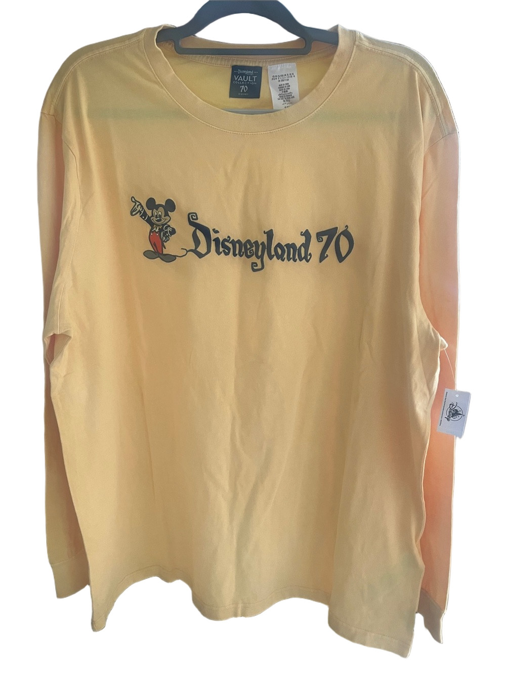 Disney Disneyland 70 Vault Collection Yellow Long Sleeve Tee with Mickey Graphic